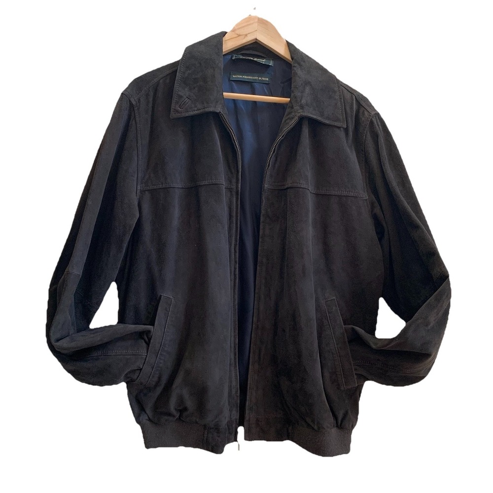 BOBBY JONES SUEDE BROWN LEATHER JACKET MEN SZ-SMALL GOLF WATER RESISTANT & Soft‎